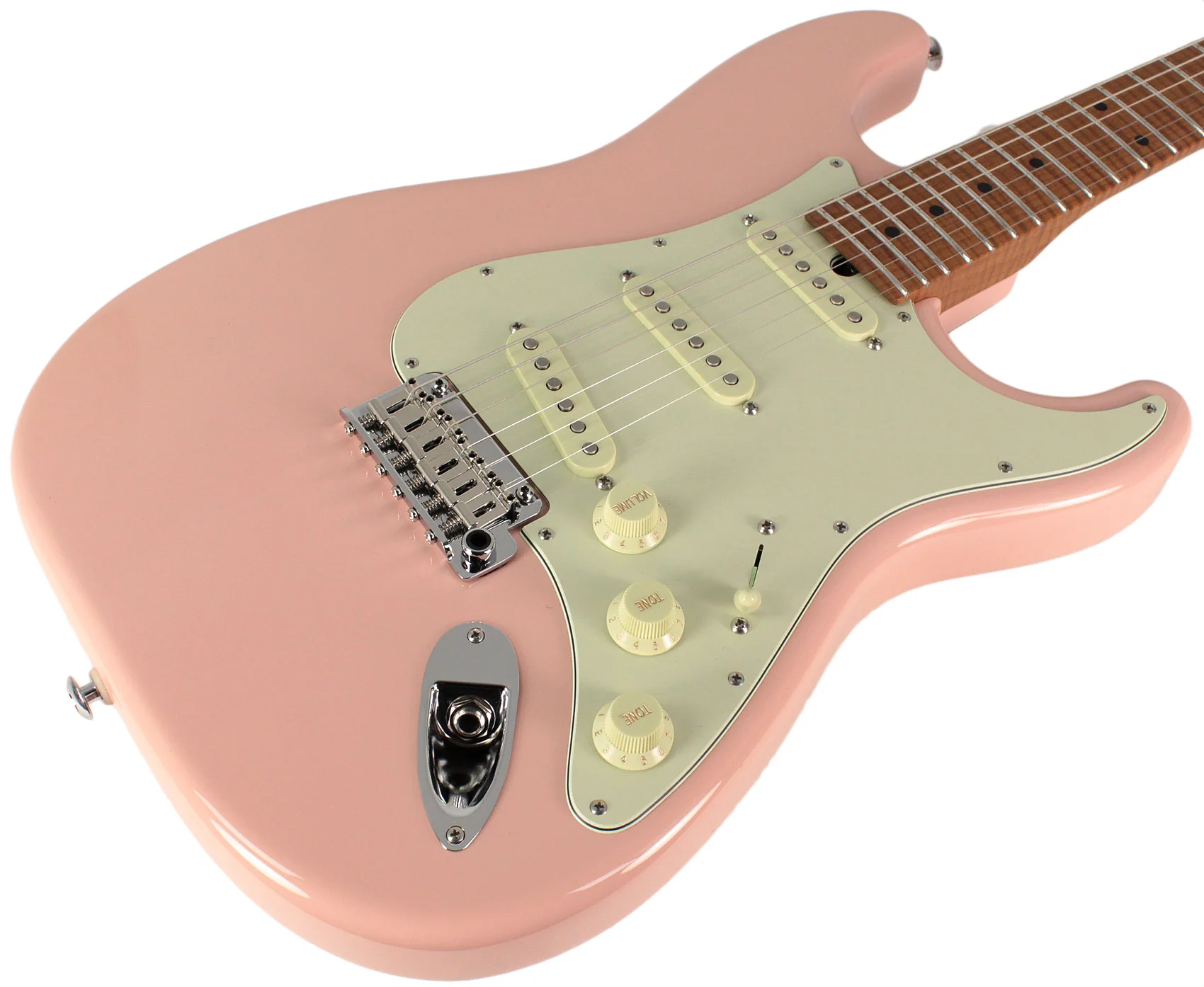 Suhr Select Classic S Guitar, Roasted Flamed Neck, Shell Pink, Maple - Image 2