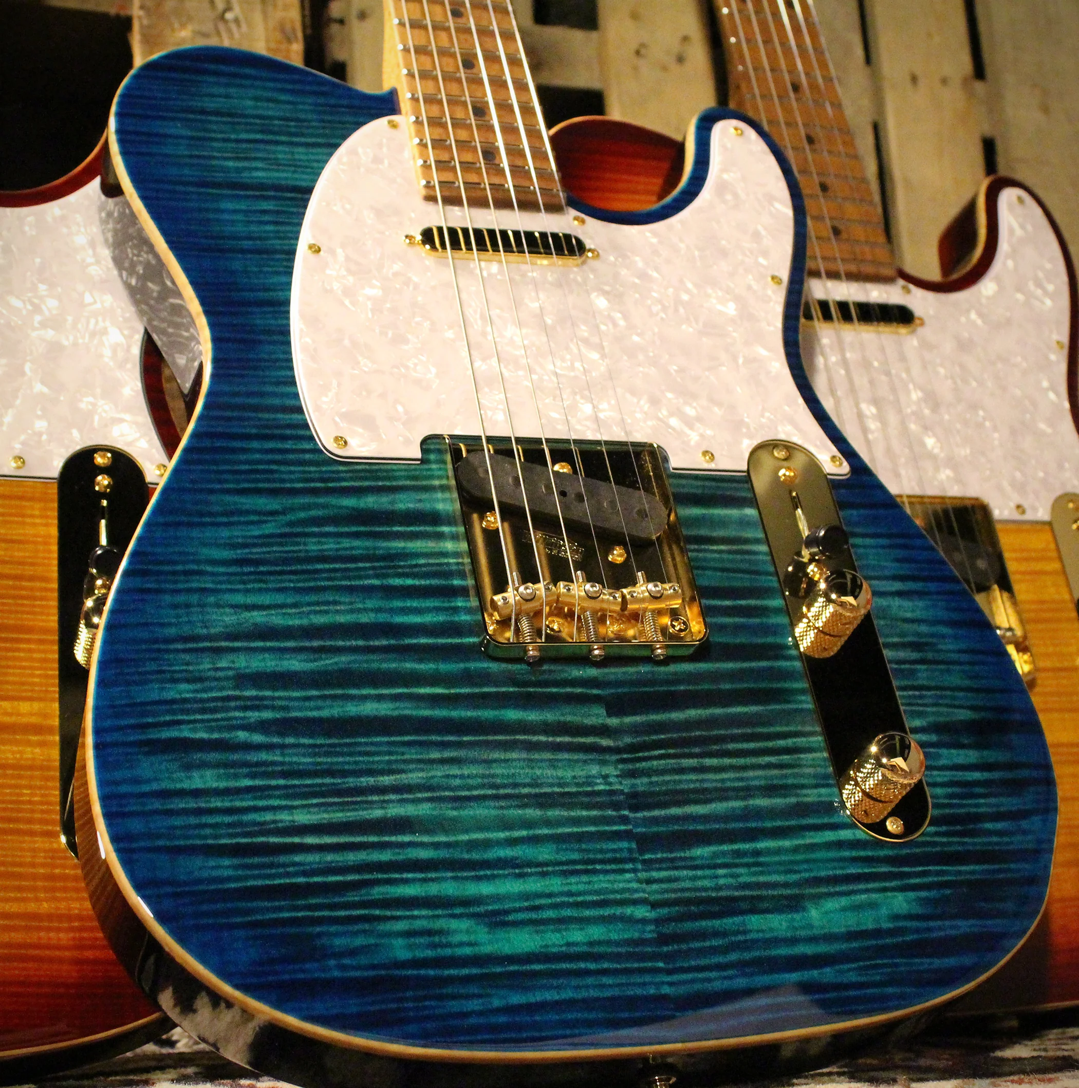 Suhr Classic T Deluxe Guitar, Limited Edition, Aqua Blue Burst - Image 10