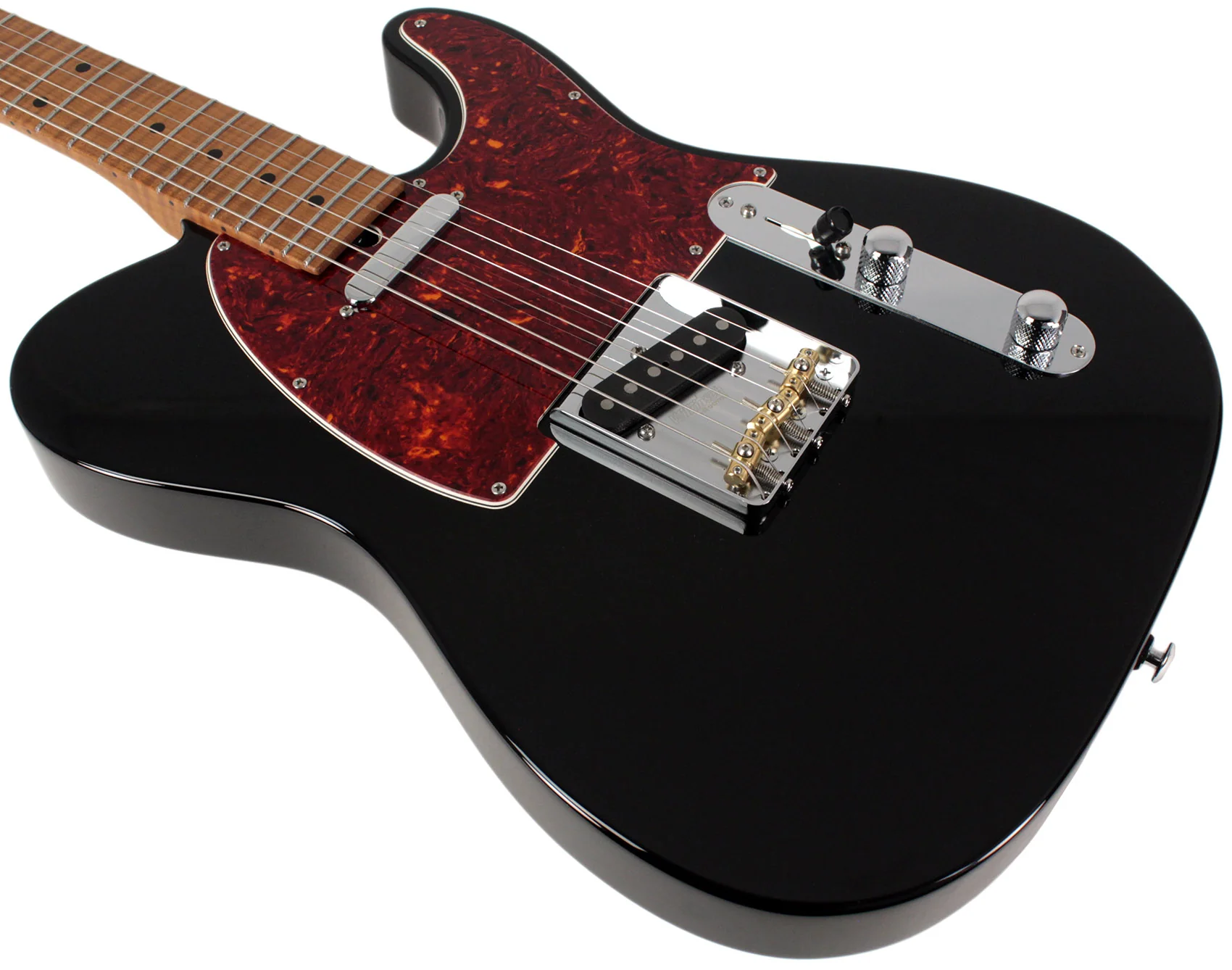 Suhr Select Classic T Guitar, Roasted Flamed Neck, Black - Image 4