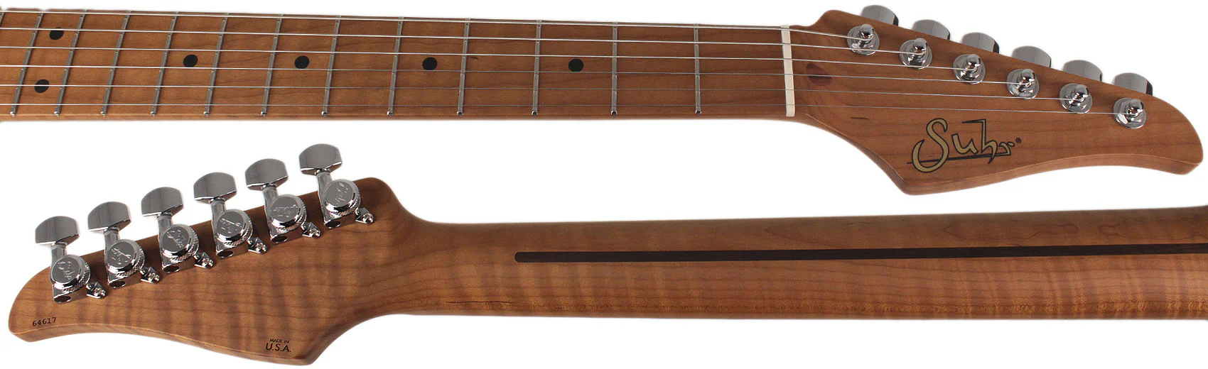 Suhr Select Classic T Guitar, Roasted Flamed Neck, Black - Image 8