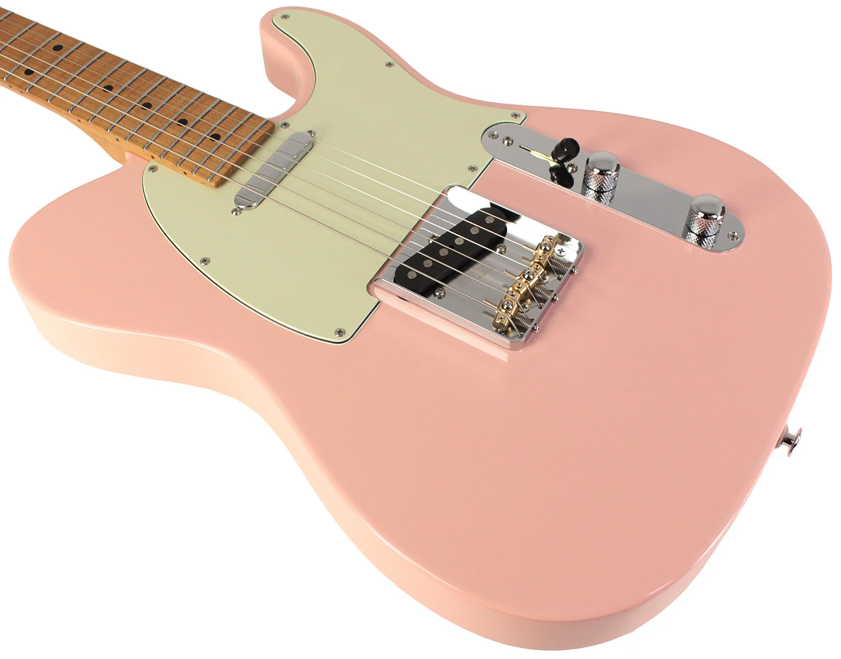 Suhr Select Classic T Guitar, Roasted Flamed Neck, Maple, Shell Pink - Image 4