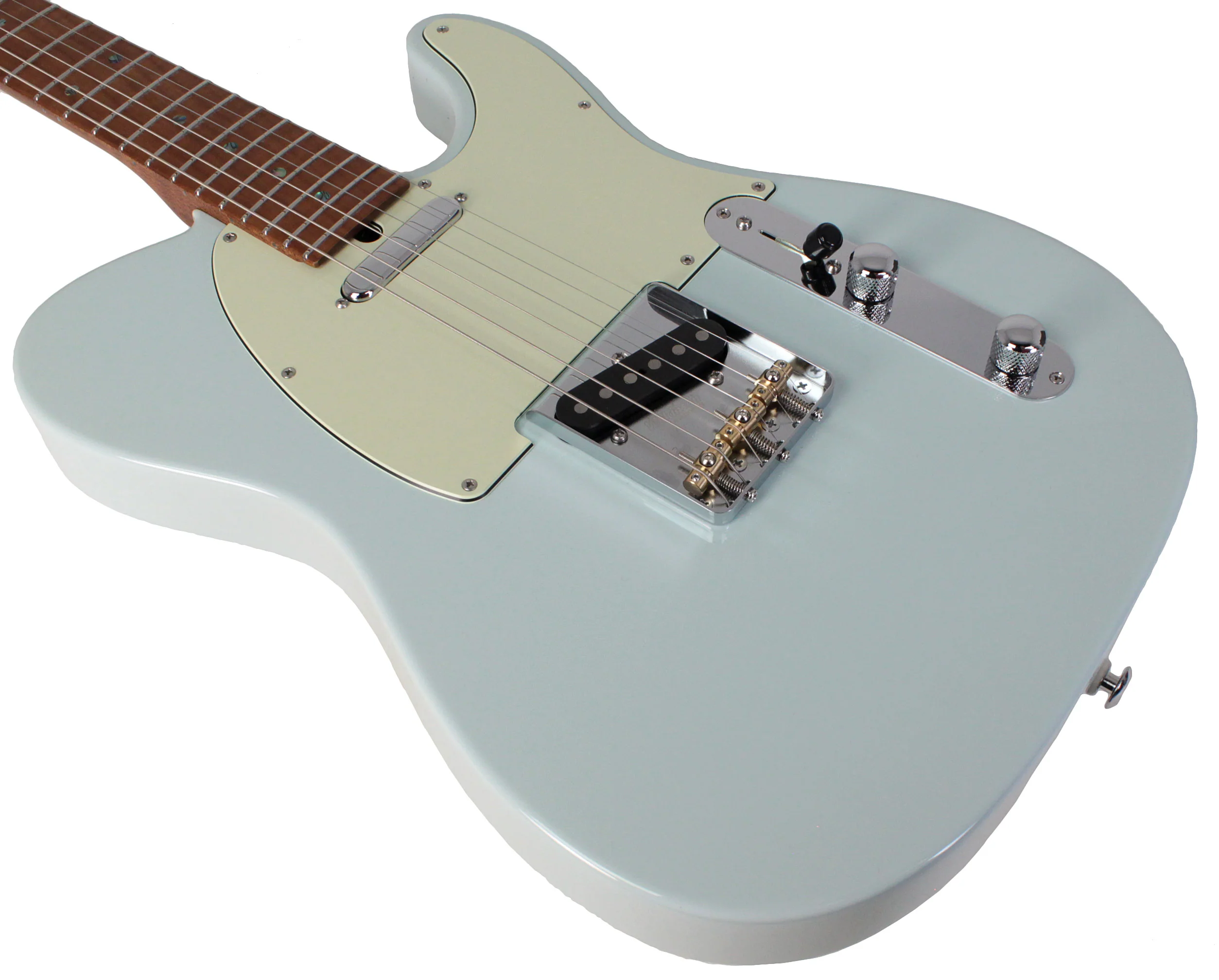 Suhr Select Classic T Roasted, Flamed, Swamp Ash, Sonic Blue, Aged Green - Image 4