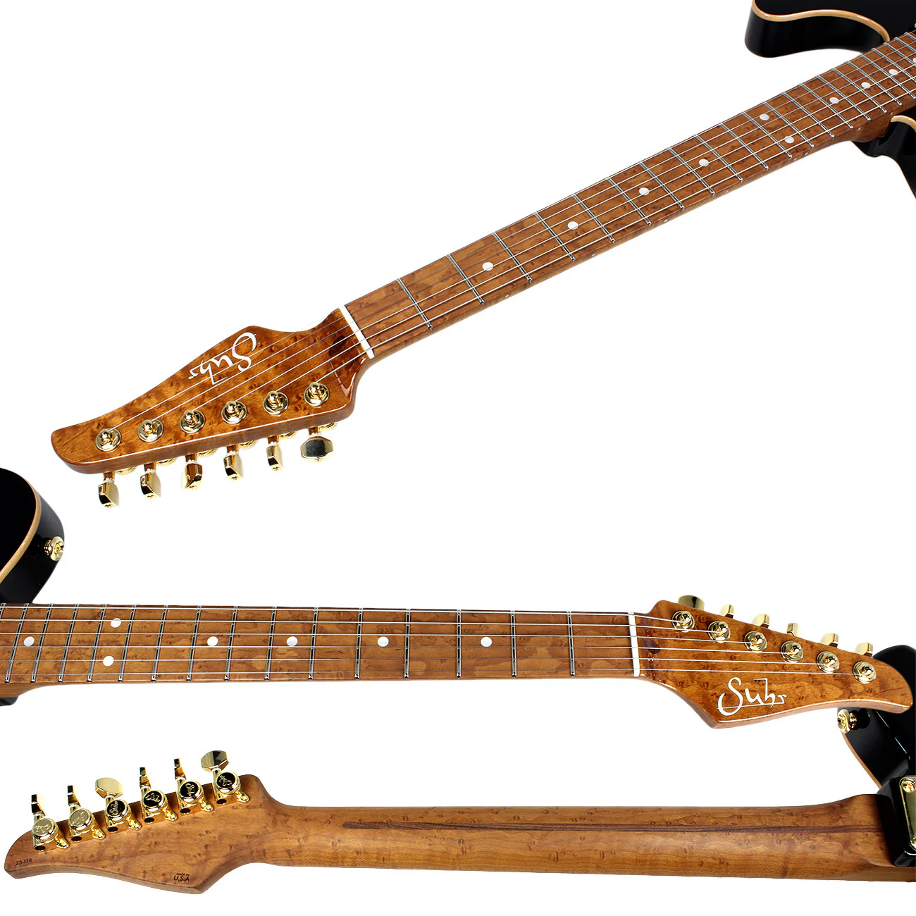Suhr Custom Classic T Guitar - Black & Gold - Image 4