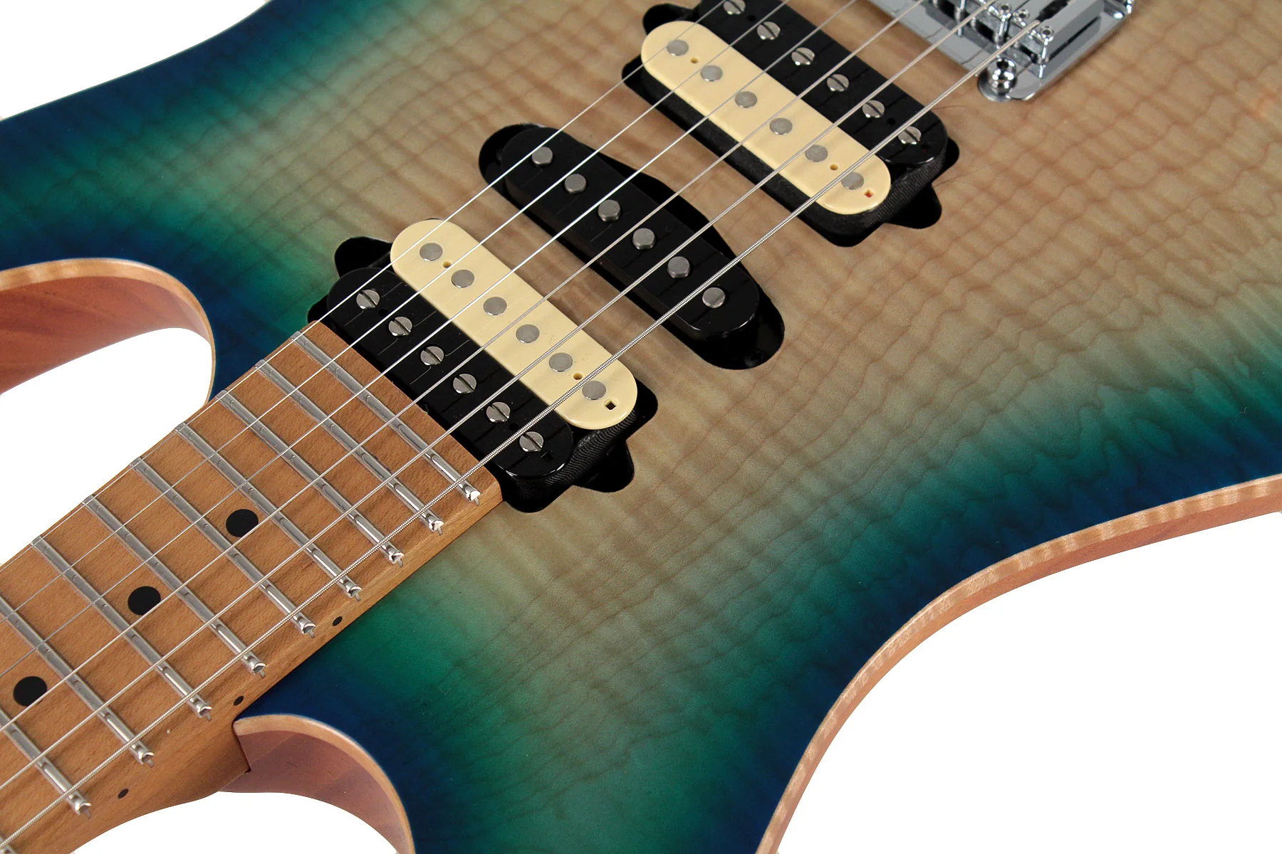 Suhr Limited Modern Satin Flame Guitar, Island Burst, Hardshell Case - Image 6