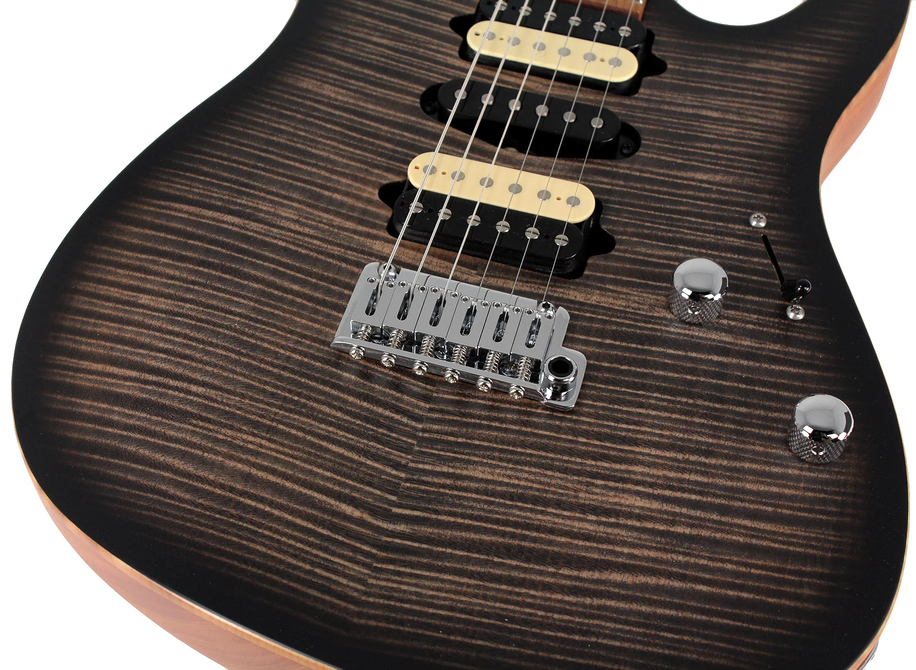 Suhr Limited Modern Satin Flame Guitar, Trans Charcoal Burst, Hardshell Case - Image 3