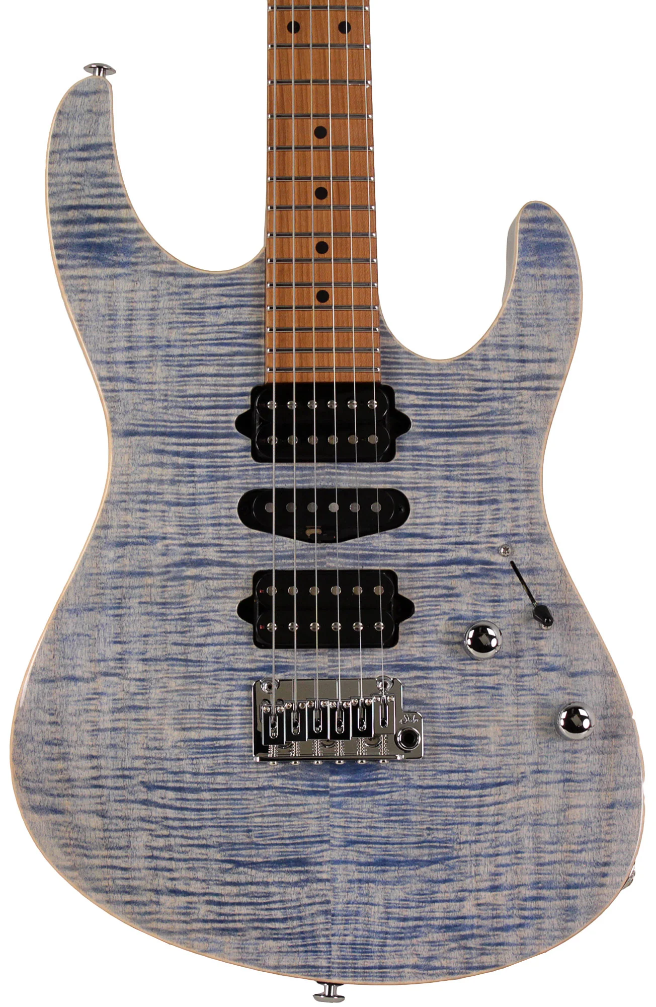 Suhr Modern Plus Guitar, Trans Blue Denim Slate, Roasted Maple, HSH - Image 6