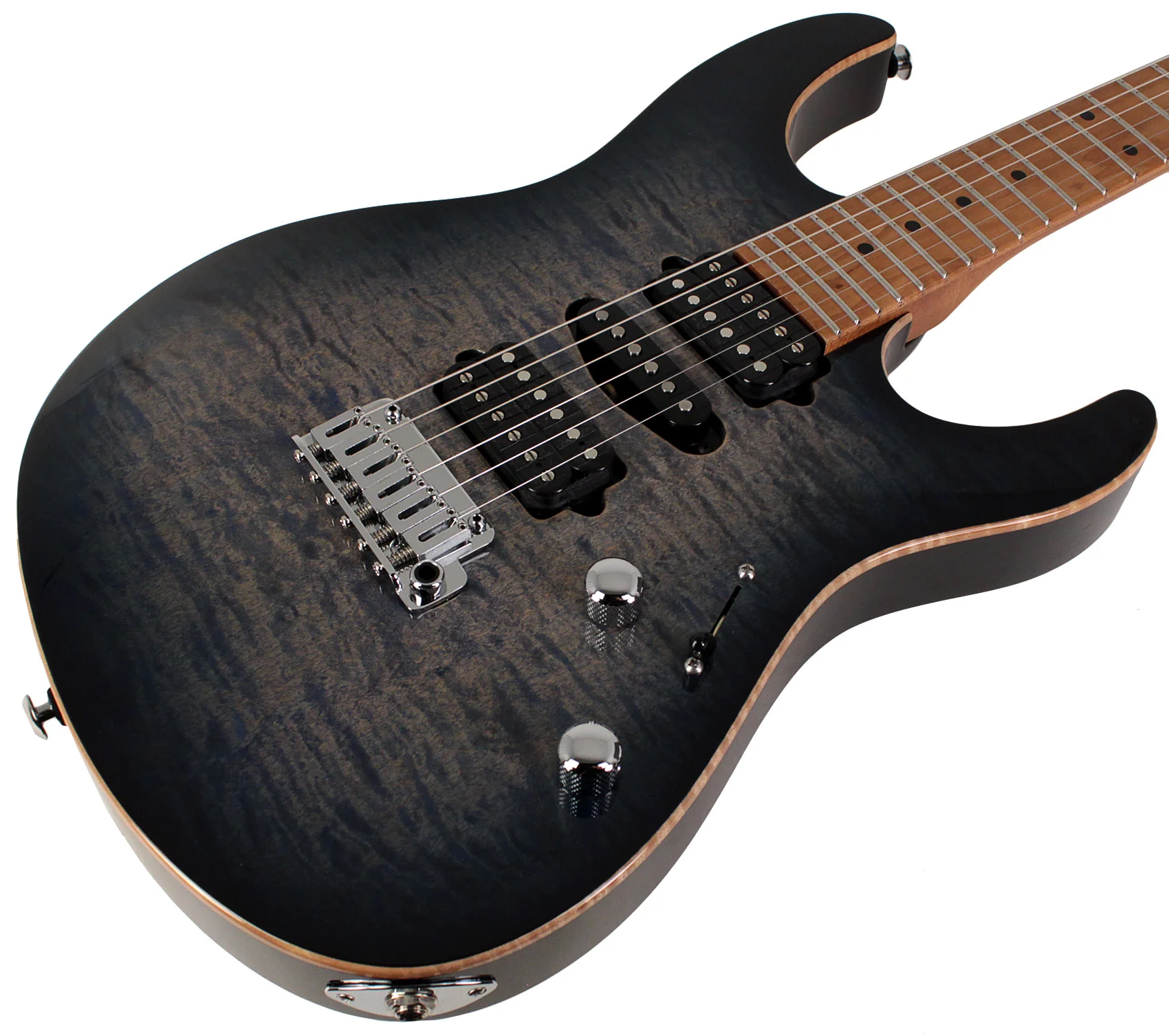 Suhr Modern Plus Guitar, Trans Whale Blue Burst, Roasted Maple, HSH - Image 2