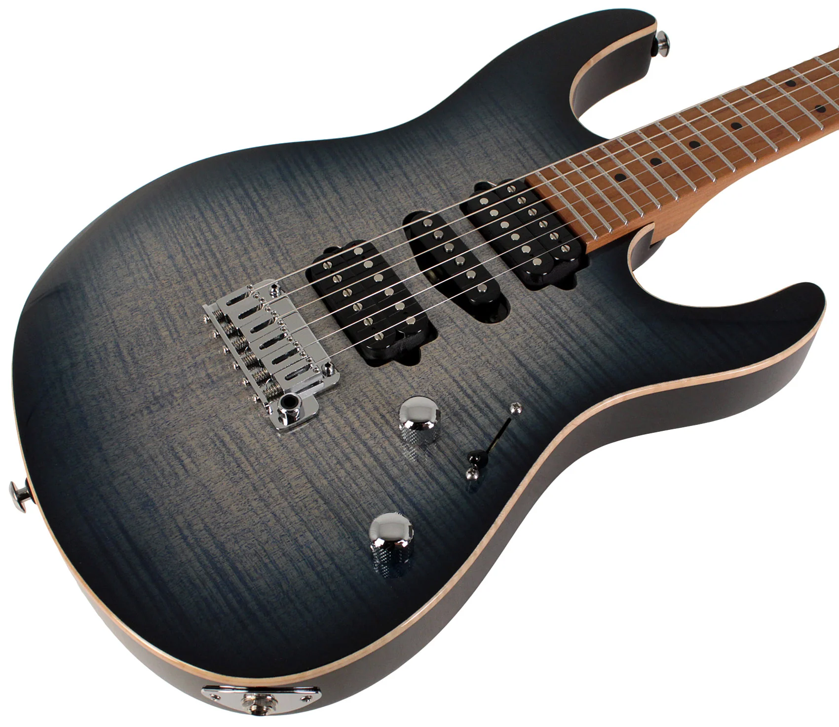 Suhr Modern Plus Guitar, Trans Whale Blue Burst, Roasted Maple, HSH - Image 2
