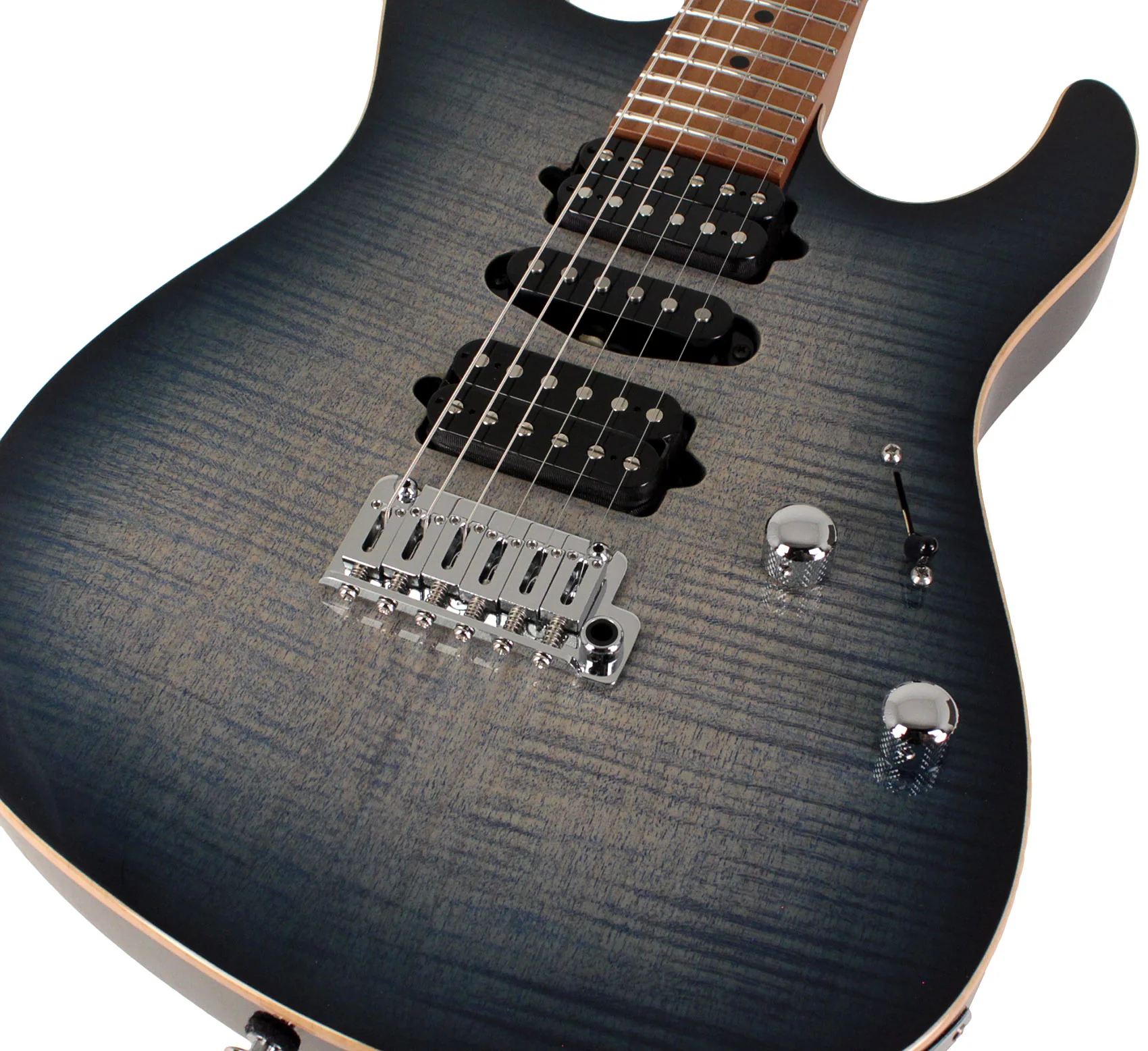 Suhr Modern Plus Guitar, Trans Whale Blue Burst, Roasted Maple, HSH - Image 3