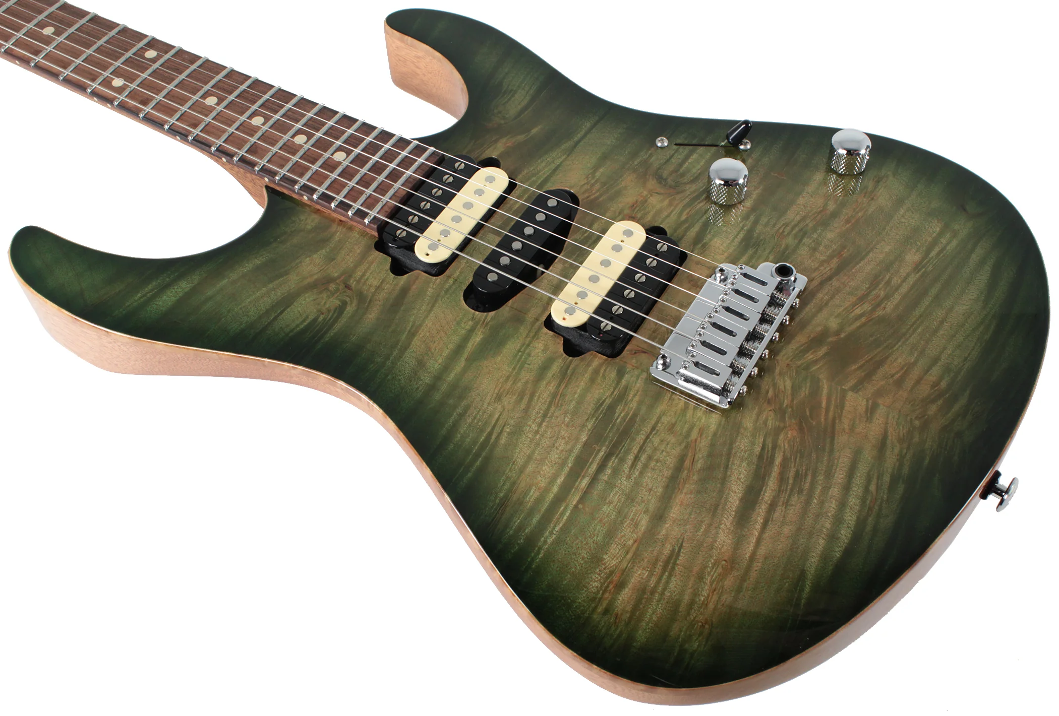 Suhr Modern Select Guitar, Flamed Maple, Trans Green Burst - Image 6