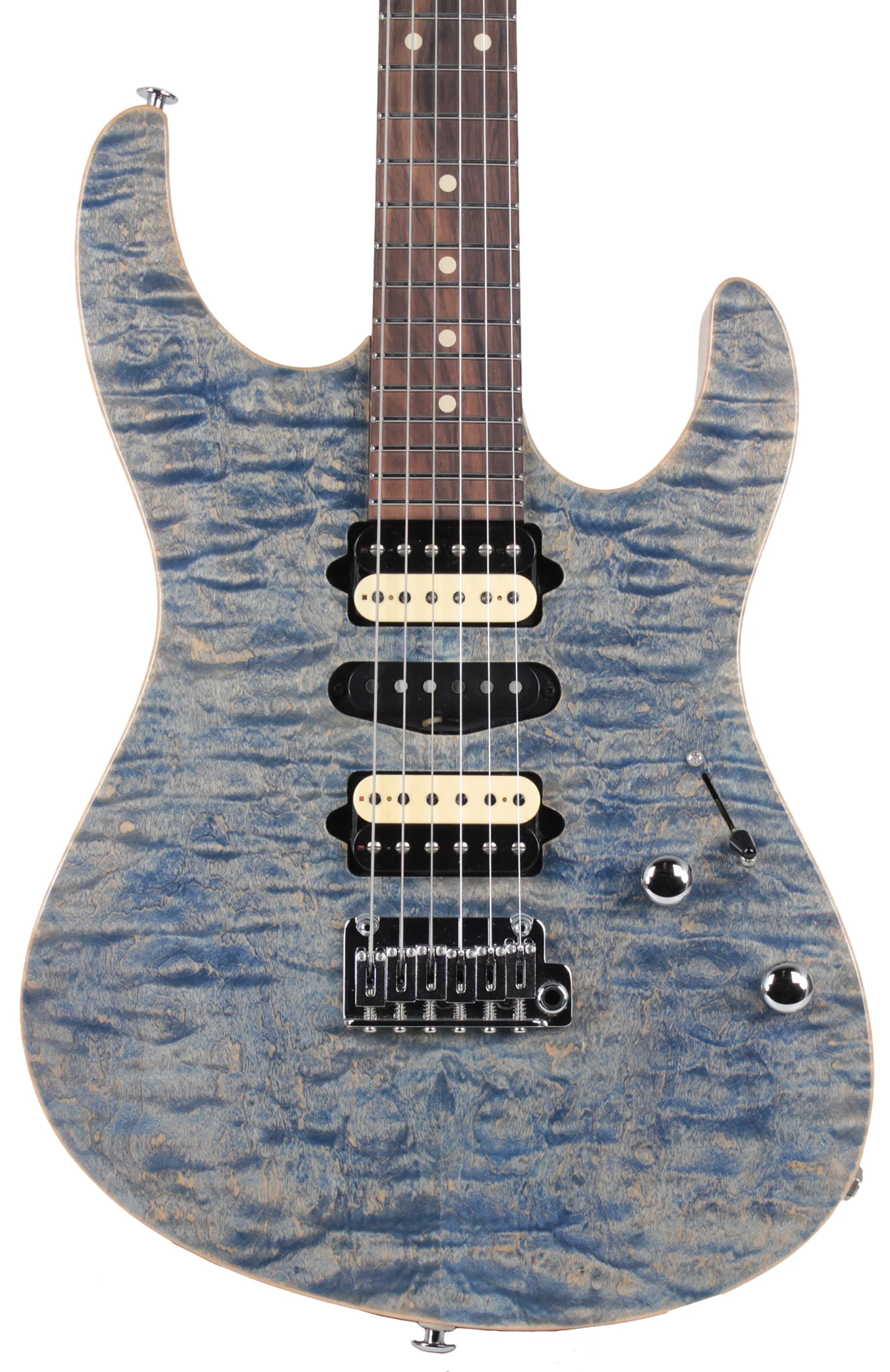 Suhr Modern Select Guitar, Quilted Maple, Trans Blue Denim Slate - JS4G2Y - Image 3