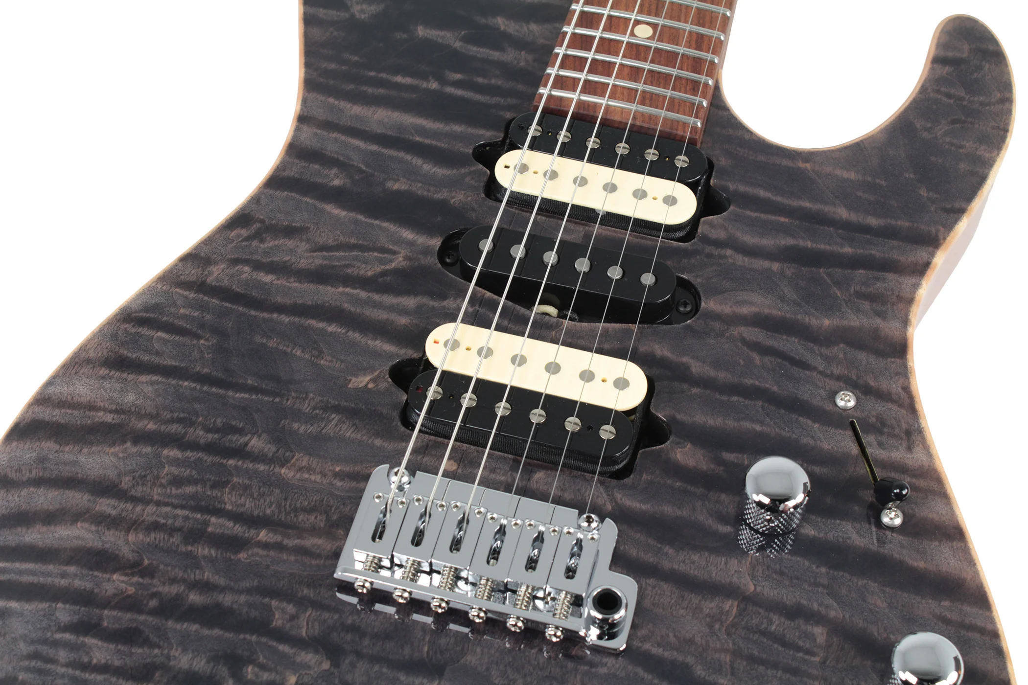 Suhr Modern Select Guitar, Quilted Maple, Trans Charcoal - Image 6