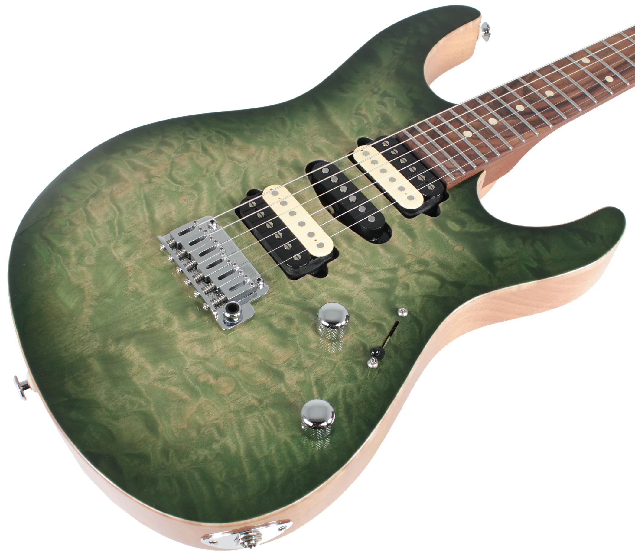 Suhr Modern Select Guitar, Quilted Maple, Trans Green Burst - Image 2