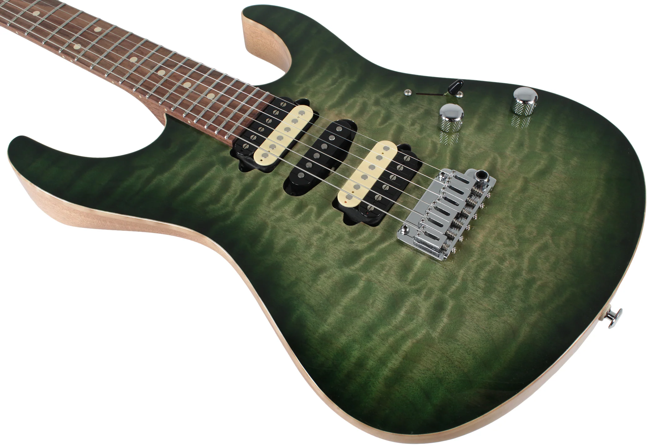 Suhr Modern Select Guitar, Quilted Maple, Trans Green Burst - Image 7