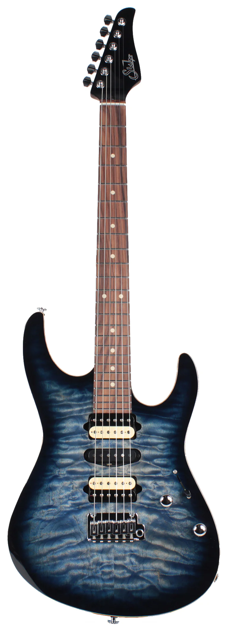 Suhr Modern Select Guitar, Quilted Maple, Trans Whale Blue Burst