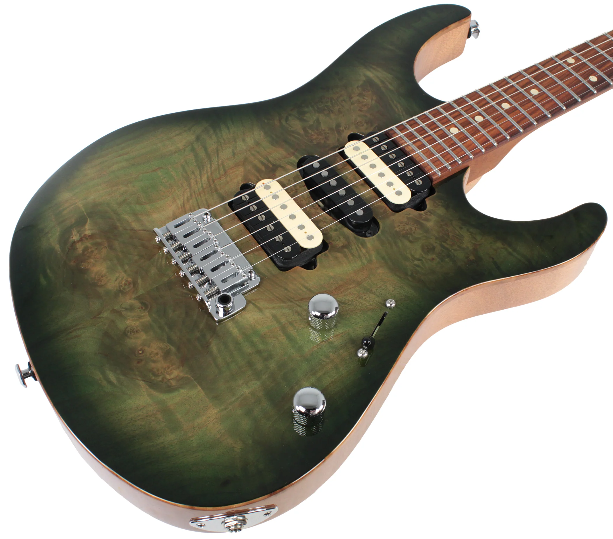 Suhr Modern Select Guitar, Trans Green, Burl - Image 5