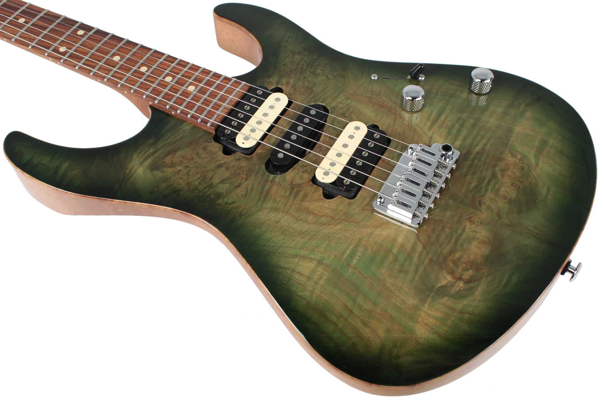 Suhr Modern Select Guitar, Trans Green, Burl - Image 7