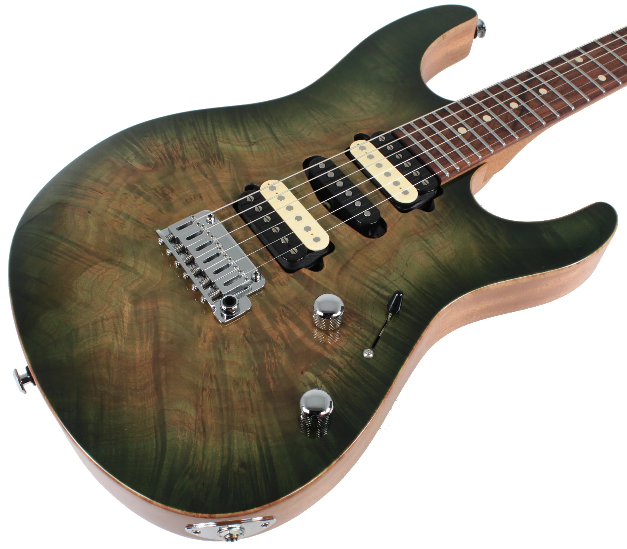 Suhr Modern Select Guitar, Trans Green, Burl - Image 2