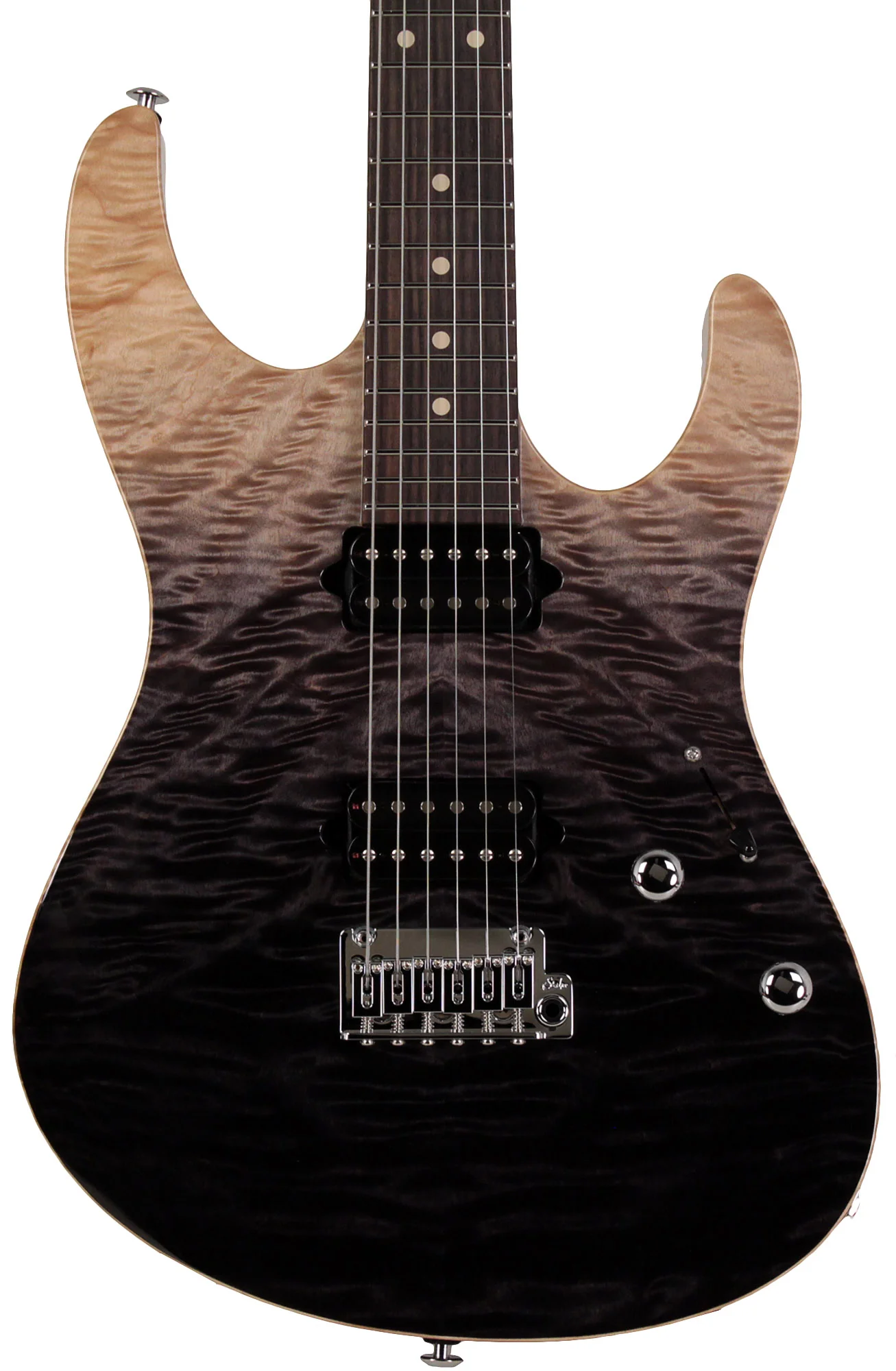 Suhr Modern Set Neck Limited Guitar, Premium Quilt Maple, Charcoal Fade - Image 5