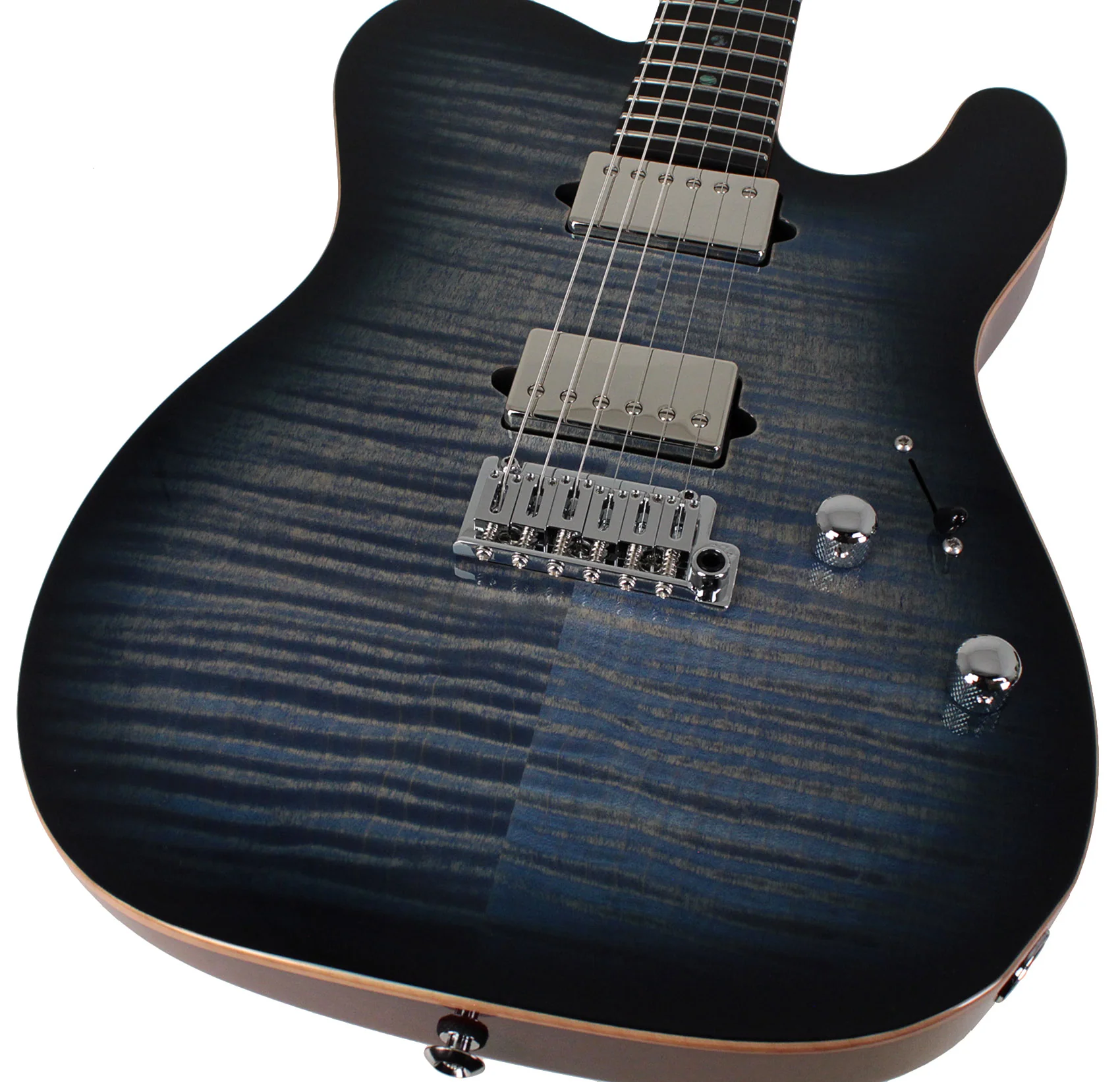Suhr Select Modern T Mahogany Guitar, Faded Trans Whale Blue Burst - Image 3