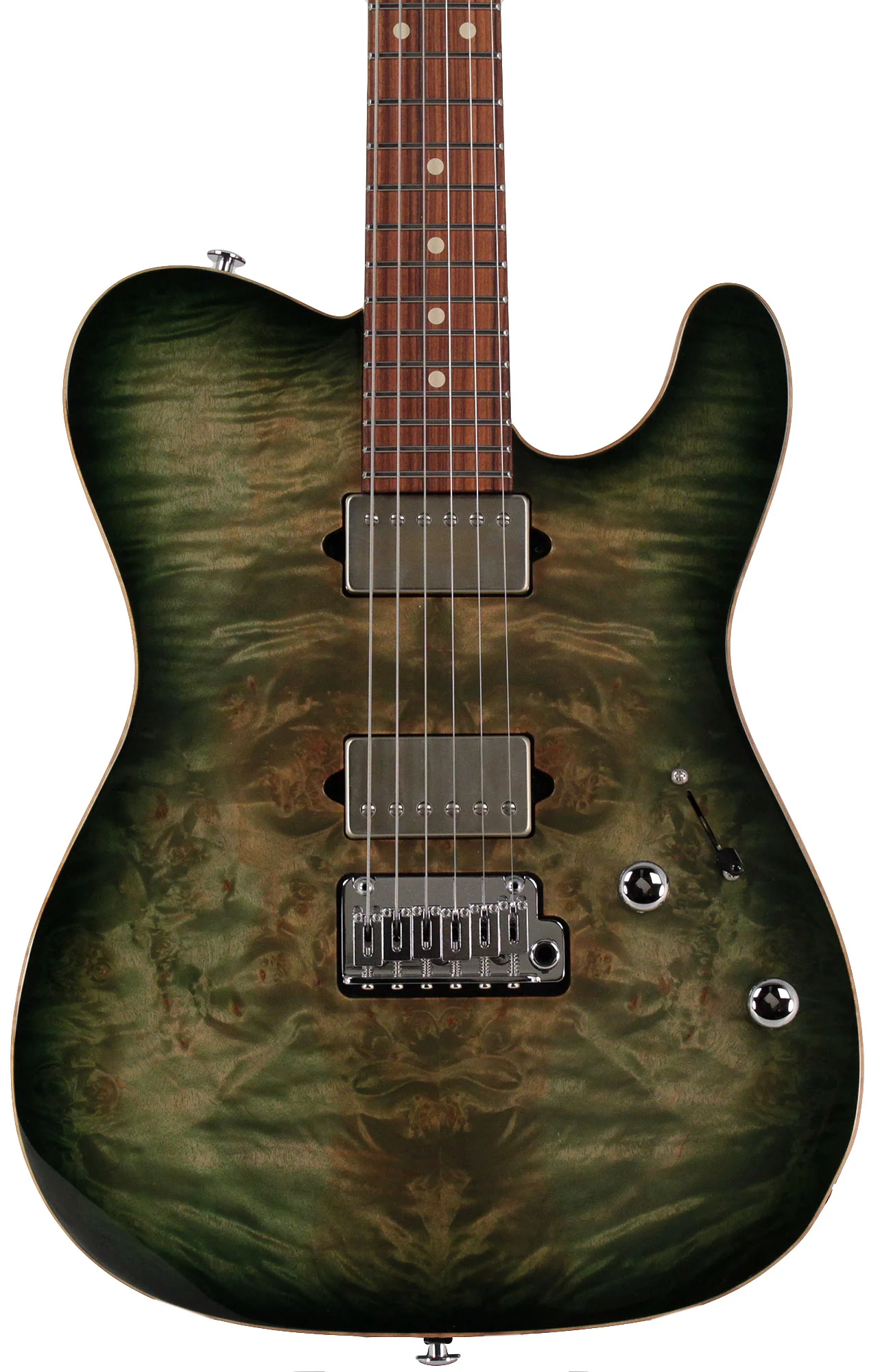 Suhr Modern T Select Guitar, Faded Trans Green Burst Burl - Image 6