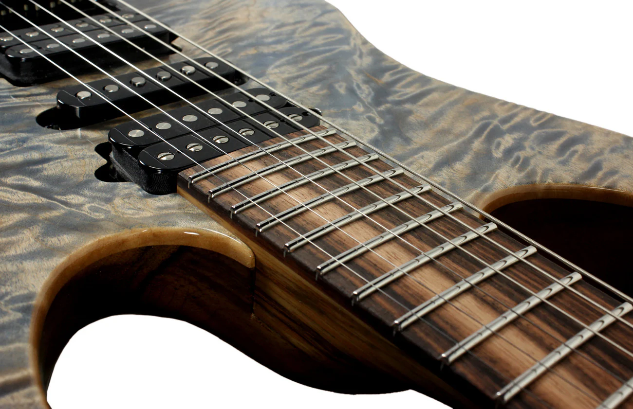 Suhr Custom Modern Waterfall Burl - Trans Blue Denim Slate - Image 8