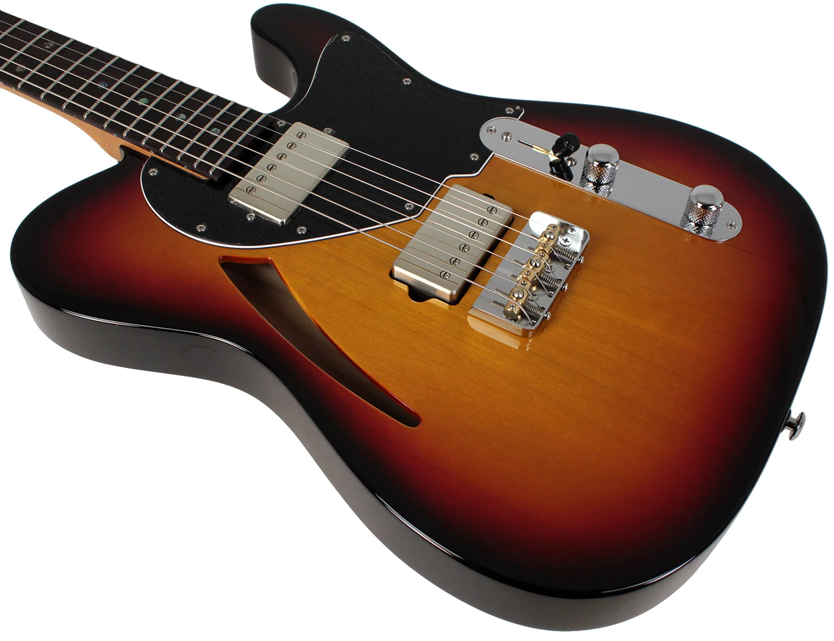 Suhr Select Alt T Cat's Eye Guitar, 3-Tone Burst, Black - Image 4