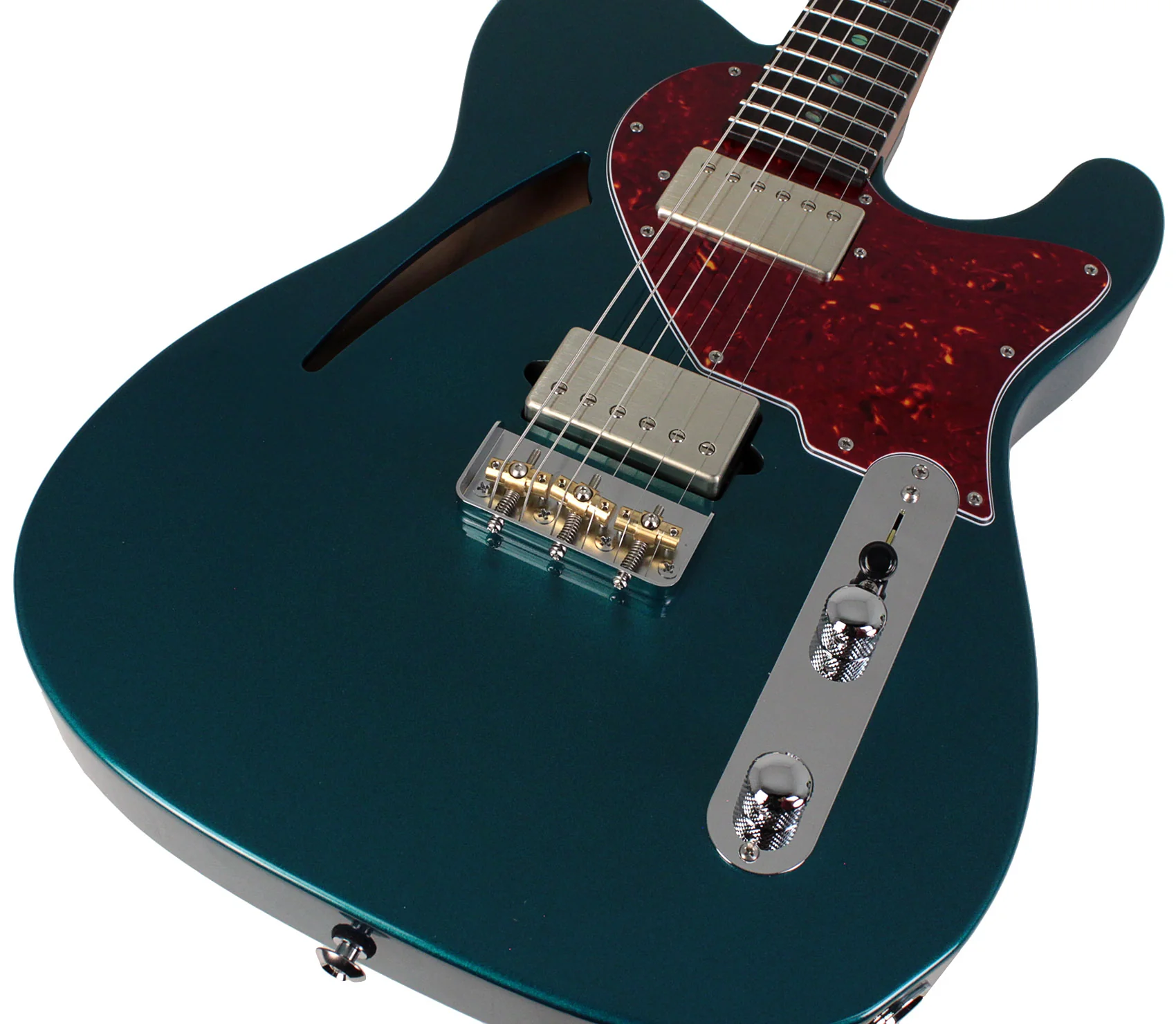 Suhr Select Alt T Cat's Eye Guitar, Ocean Turquoise Metallic, Tortoise Shell - Image 3