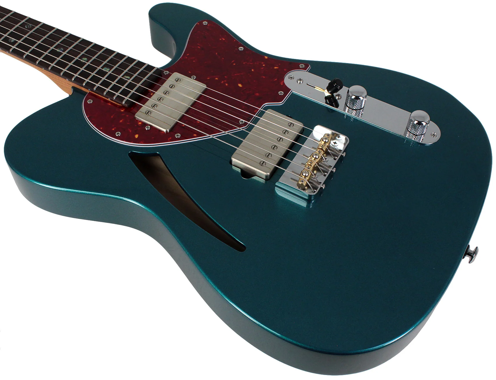 Suhr Select Alt T Cat's Eye Guitar, Ocean Turquoise Metallic, Tortoise Shell - Image 4