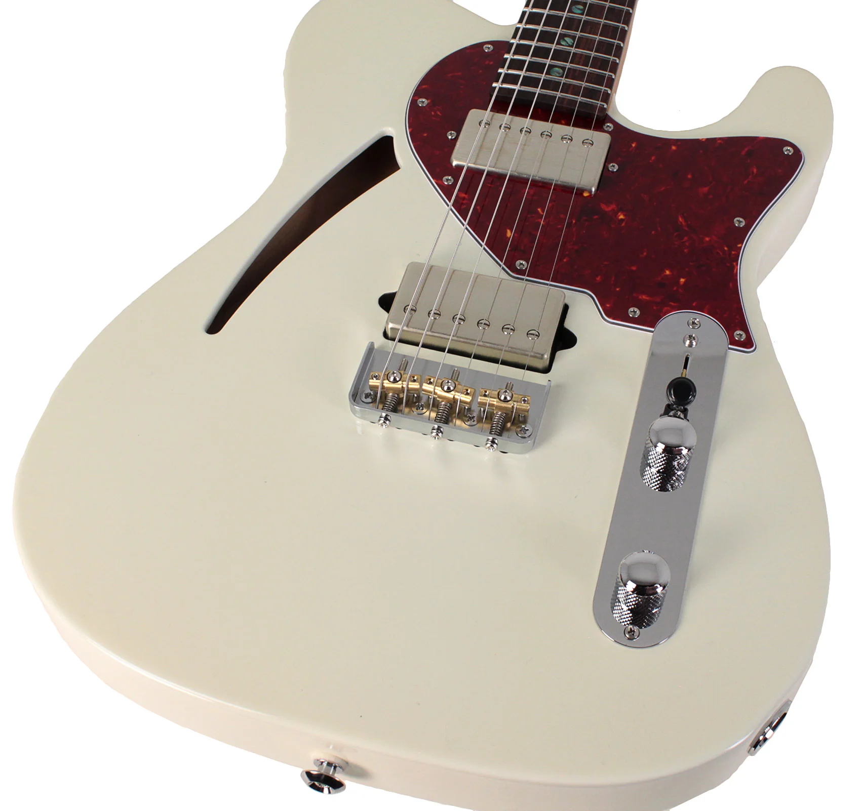 Suhr Select Alt T Cat's Eye Guitar, Olympic White, Tortoise Shell - Image 6