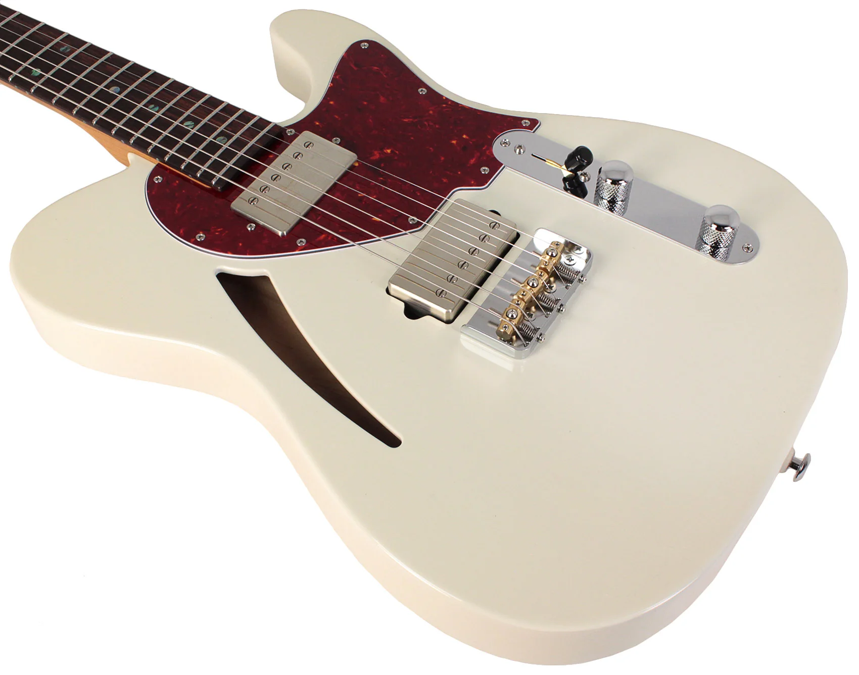 Suhr Select Alt T Cat's Eye Guitar, Olympic White, Tortoise Shell - Image 7