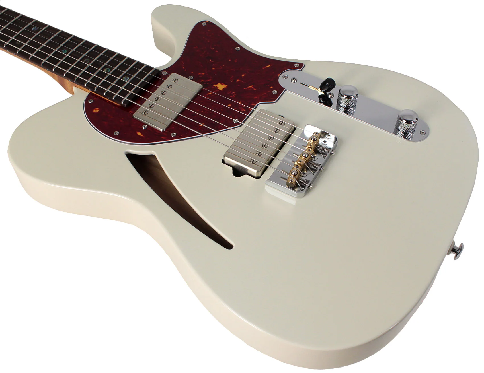 Suhr Select Alt T Cat's Eye Guitar, Olympic White, Tortoise Shell - Image 4