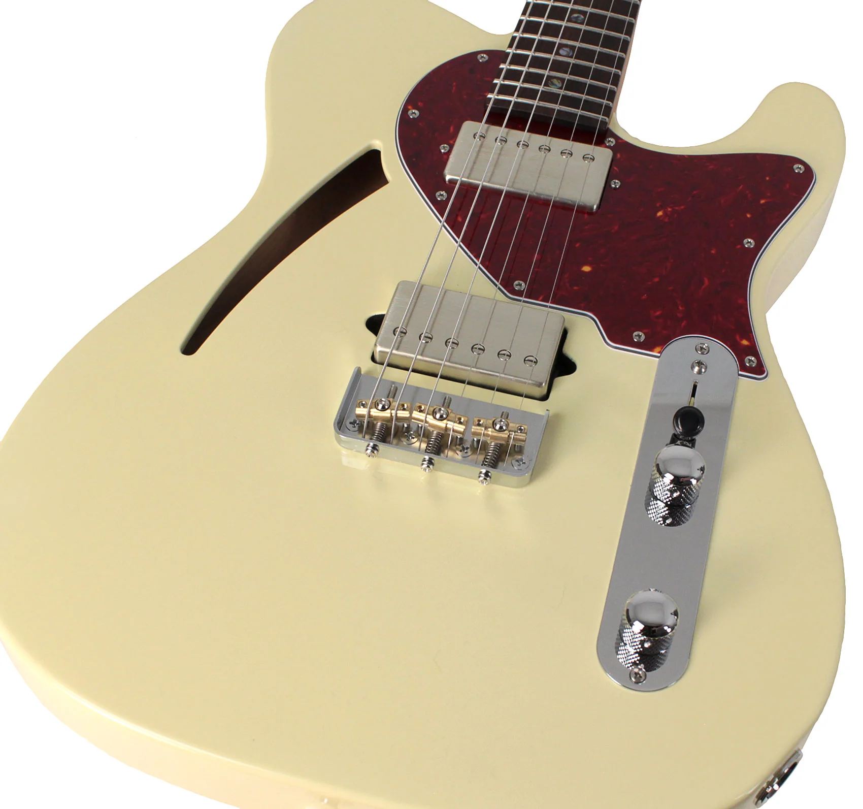 Suhr Select Alt T Cat's Eye Guitar, Vintage White, Tortoise Shell - Image 3