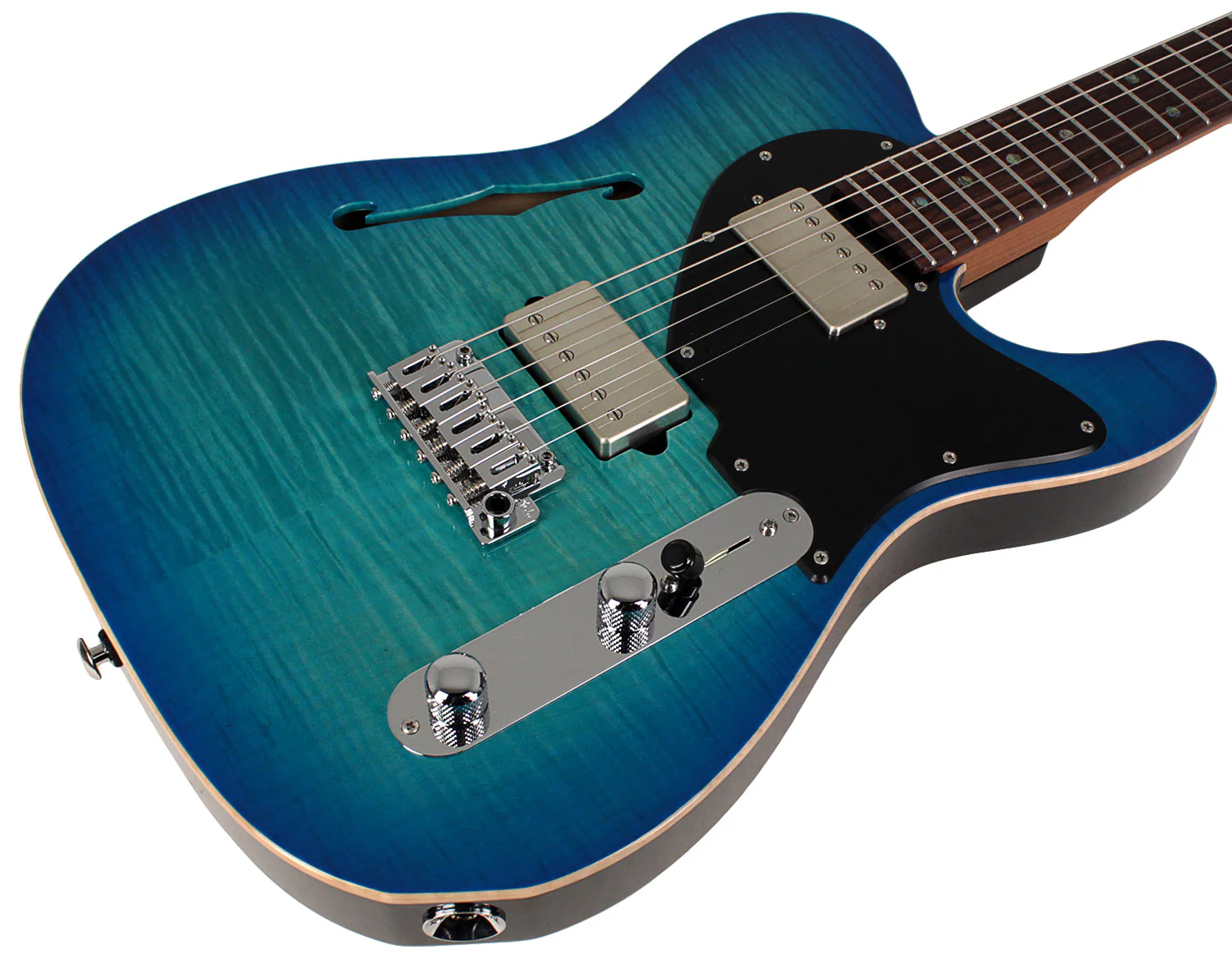 Suhr Select Alt T Guitar, Bahama Blue Burst, Black PG - Image 2