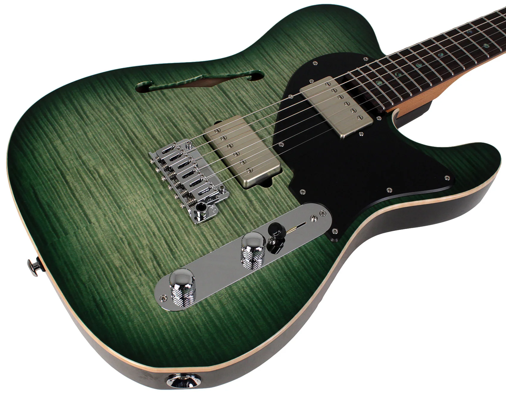 Suhr Select Alt T Guitar, Faded Trans Green Burst, Black PG - Image 2