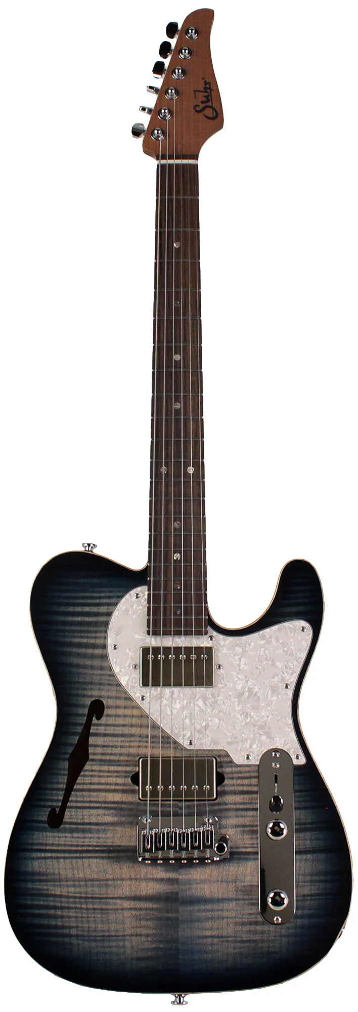 Suhr Select Alt T Guitar, Faded Trans Whale Blue Burst
