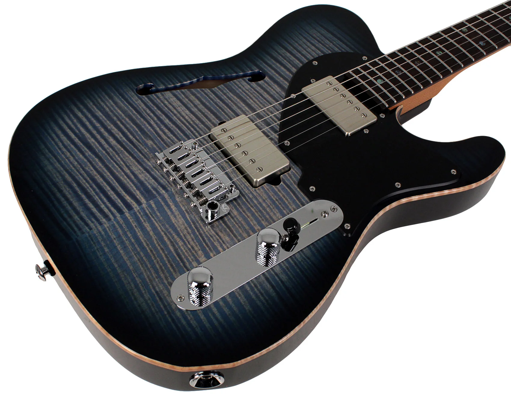 Suhr Select Alt T Guitar, Faded Trans Whale Blue Burst, Black PG - Image 2