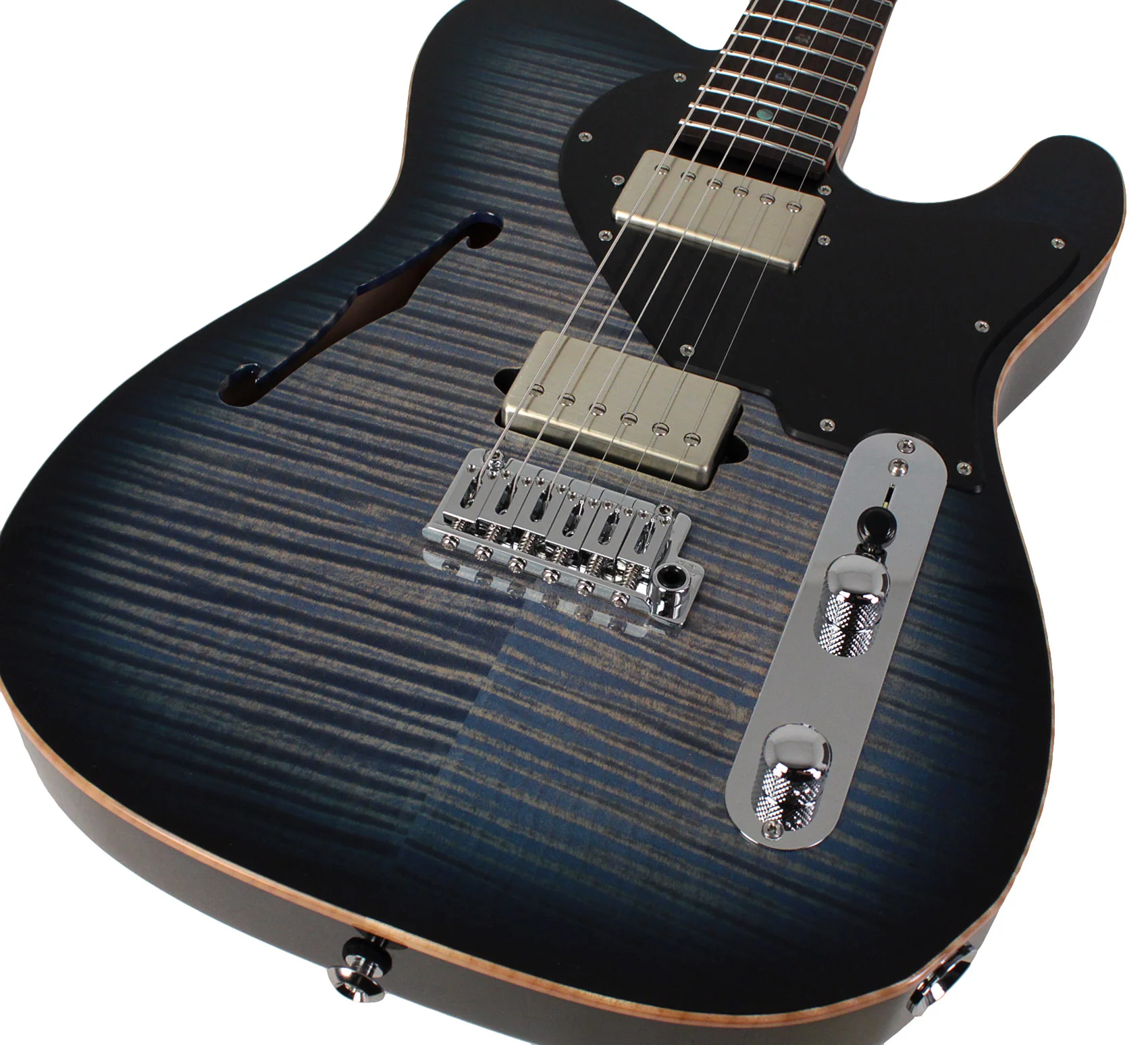 Suhr Select Alt T Guitar, Faded Trans Whale Blue Burst, Black PG - Image 3