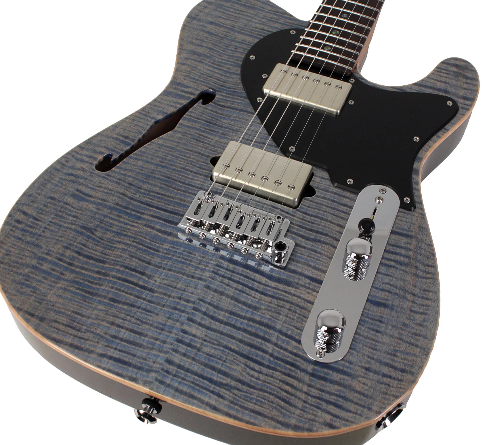 Suhr Select Alt T Guitar, Trans Blue Denim Slate, Black PG - Image 4