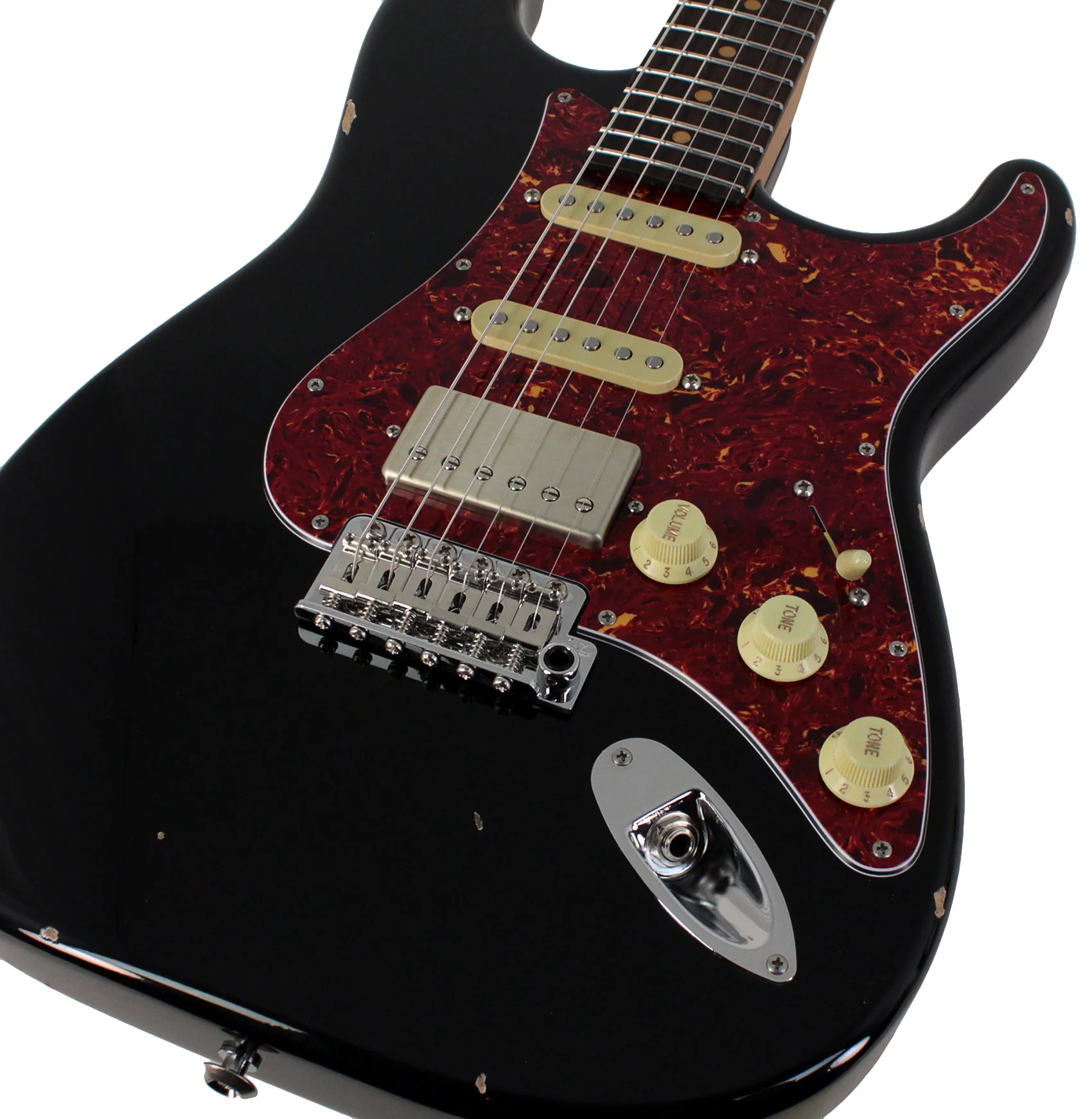 Suhr Select Classic S Antique HSS Guitar, Roasted Neck, Black, Tortoise Shell - Image 3