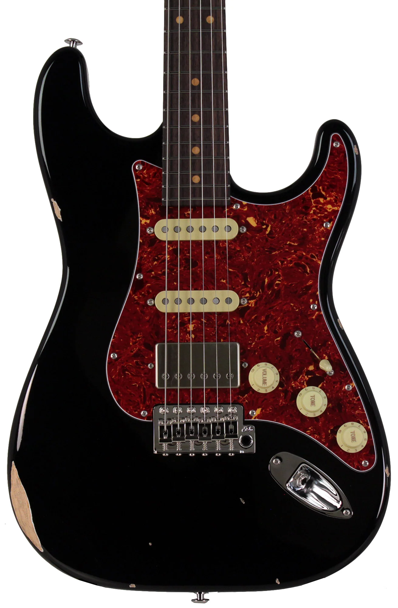 Suhr Select Classic S Antique HSS Guitar, Roasted Neck, Black, Tortoise Shell - Image 6