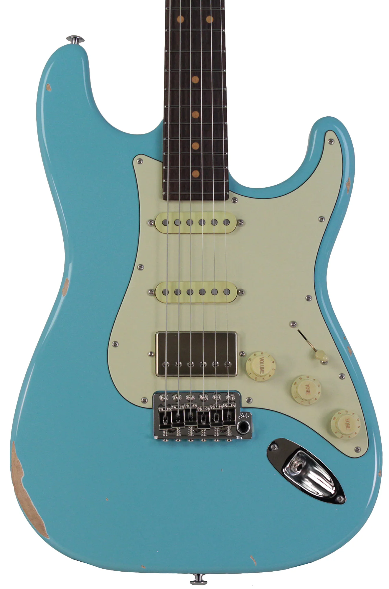Suhr Select Classic S Antique HSS Guitar, Roasted Neck, Daphne Blue, Rosewood - Image 6