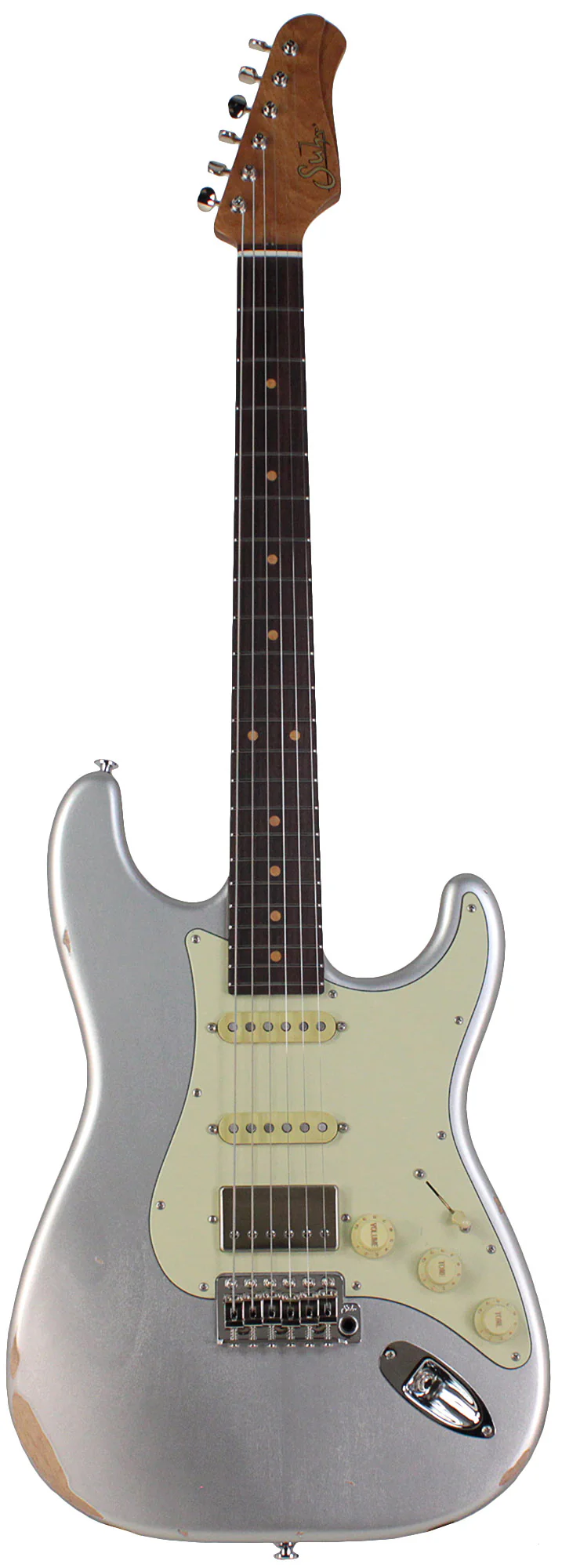 Suhr Select Classic S Antique HSS Guitar, Roasted Neck, Firemist Silver