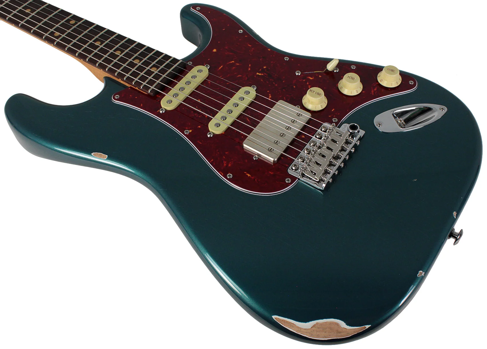 Suhr Select Classic S Antique HSS Guitar, Roasted Neck, Ocean Turquoise Metallic, Tortoise Shell - Image 4