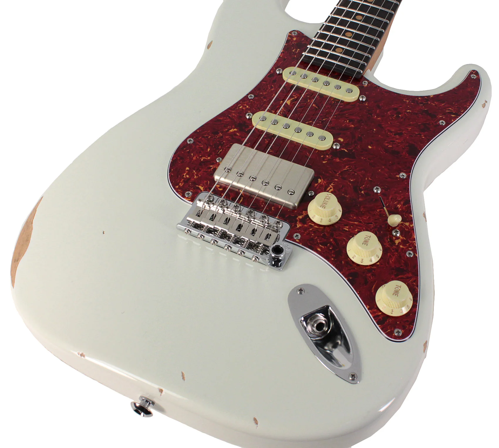 Suhr Select Classic S Antique HSS Guitar, Roasted Neck, Olympic White, Tortoise Shell - Image 3