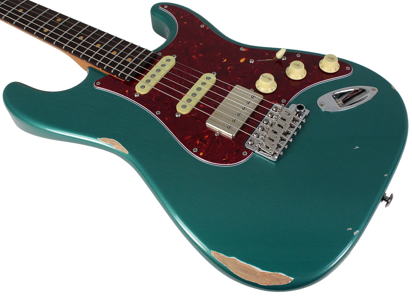 Suhr Select Classic S Antique HSS Guitar, Roasted Neck, Sherwood Green Metallic, Tortoise Shell - Image 4