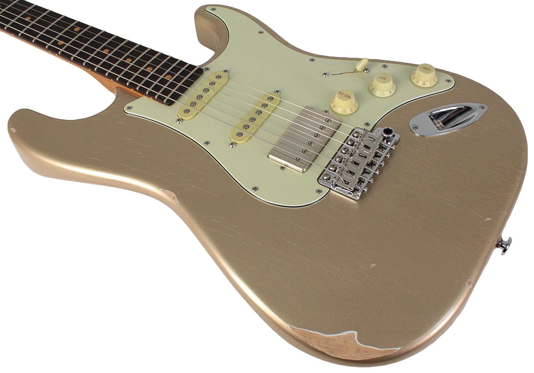 Suhr Select Classic S Antique HSS Guitar, Roasted Neck, Shoreline Gold Metallic - Image 4