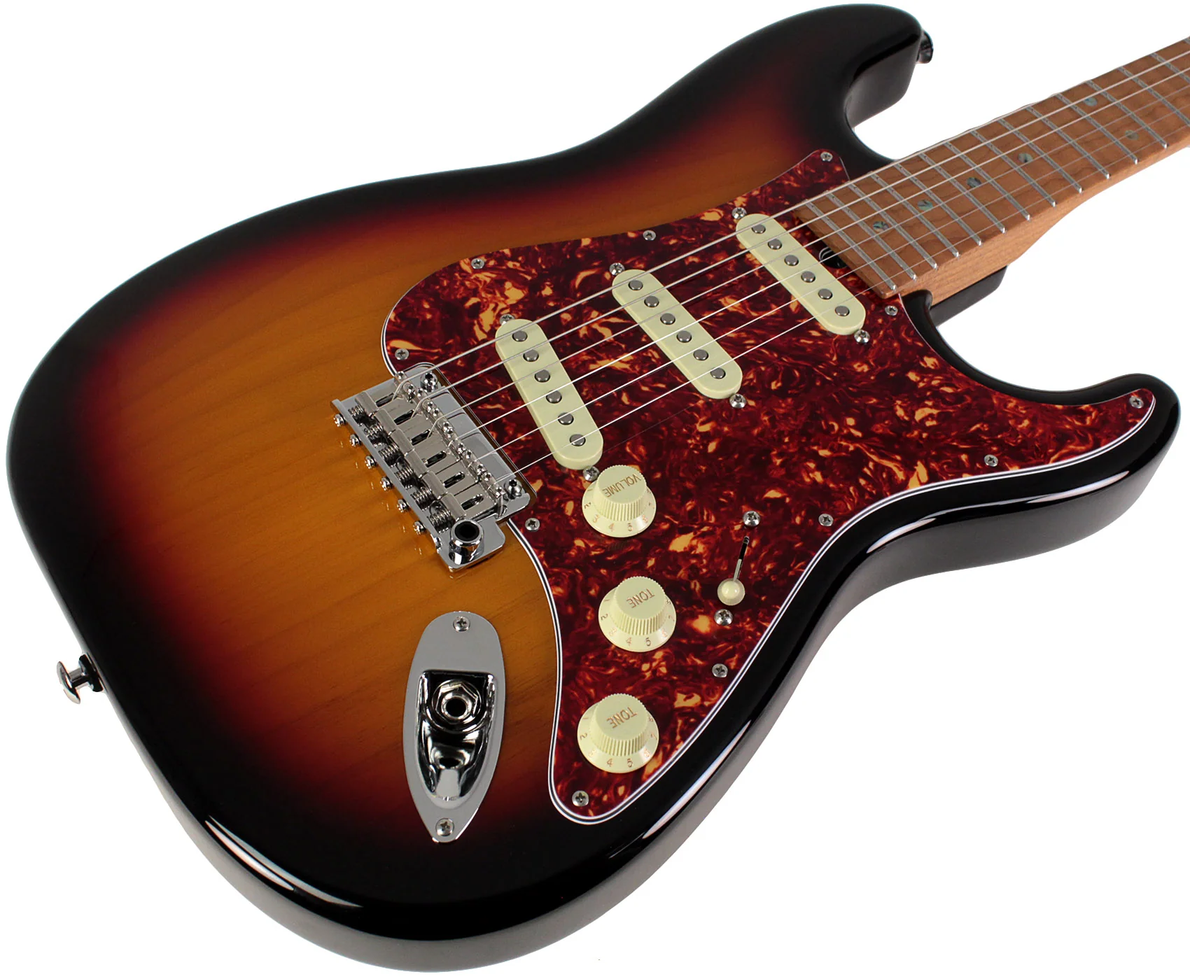 Suhr Select Classic S Guitar, Roasted Flamed Neck, 3-Tone Burst, Maple - Image 2