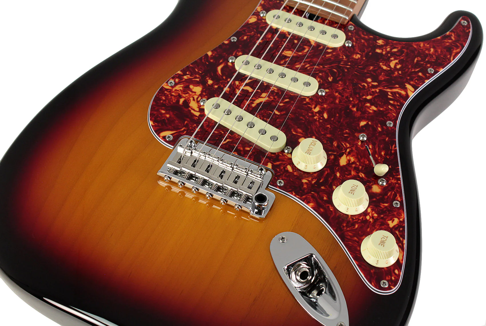 Suhr Select Classic S Guitar, Roasted Flamed Neck, 3-Tone Burst, Maple - Image 3