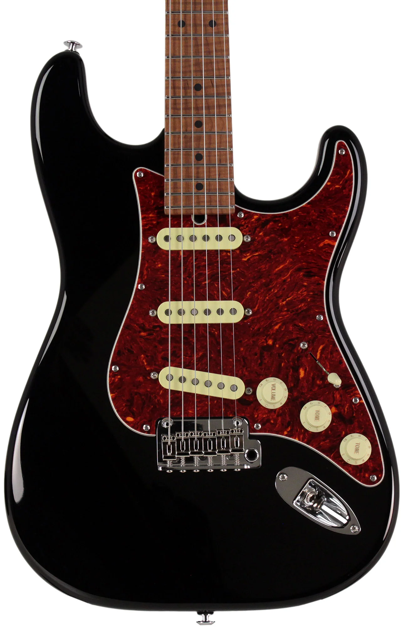 Suhr Select Classic S Guitar, Roasted Flamed Neck, Black, Maple - Image 5